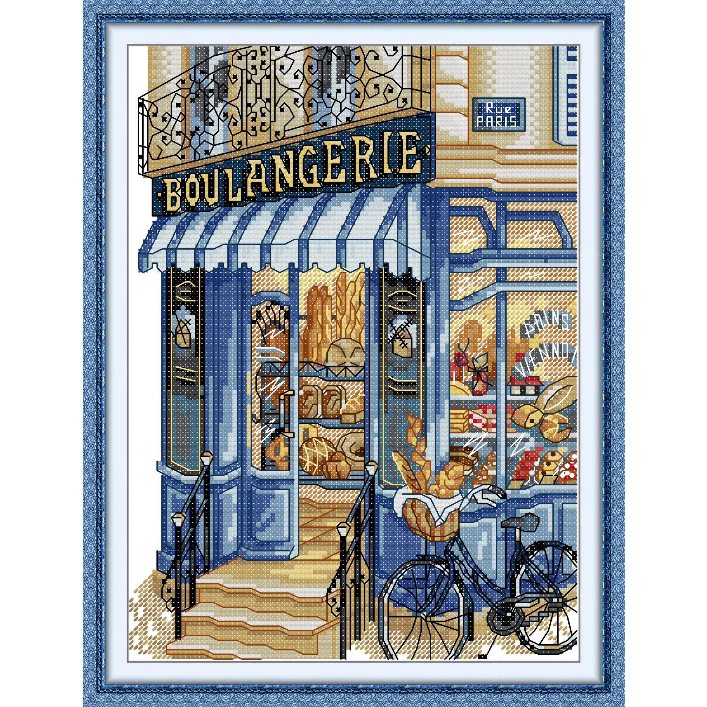 Joy Sunday News Pre-Printed Cross Stitch Kit, Stamped Aida Fabric With DMC Threads, Embroidery Kit - Bakery