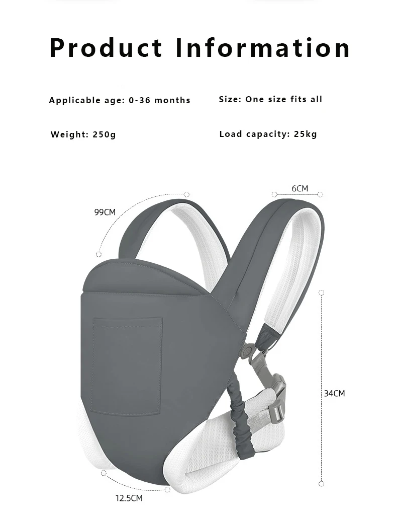 Sac à dos de voyage pour bébé, adapté aux nouveau-nés en toutes saisons, sangles initiées simples, outil de câlin multifonctionnel