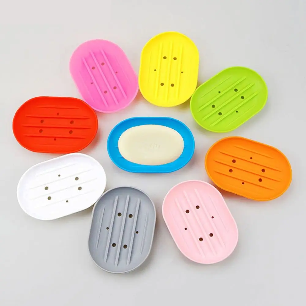 Simple Silicone Soap Holder Bathroom Kitchen Self Draining Easy To Clean Soap Stand 11.3*7.8cm Multicolour Home Accessories