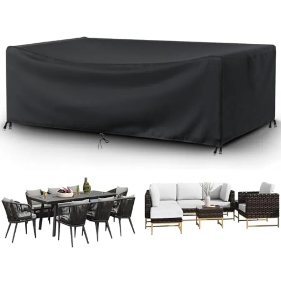 

Patio Furniture Covers Outdoor Table Cover Waterproof Rectangular Patio Dining Table Cover Wind Dust Proof Anti-UV Garden Secti