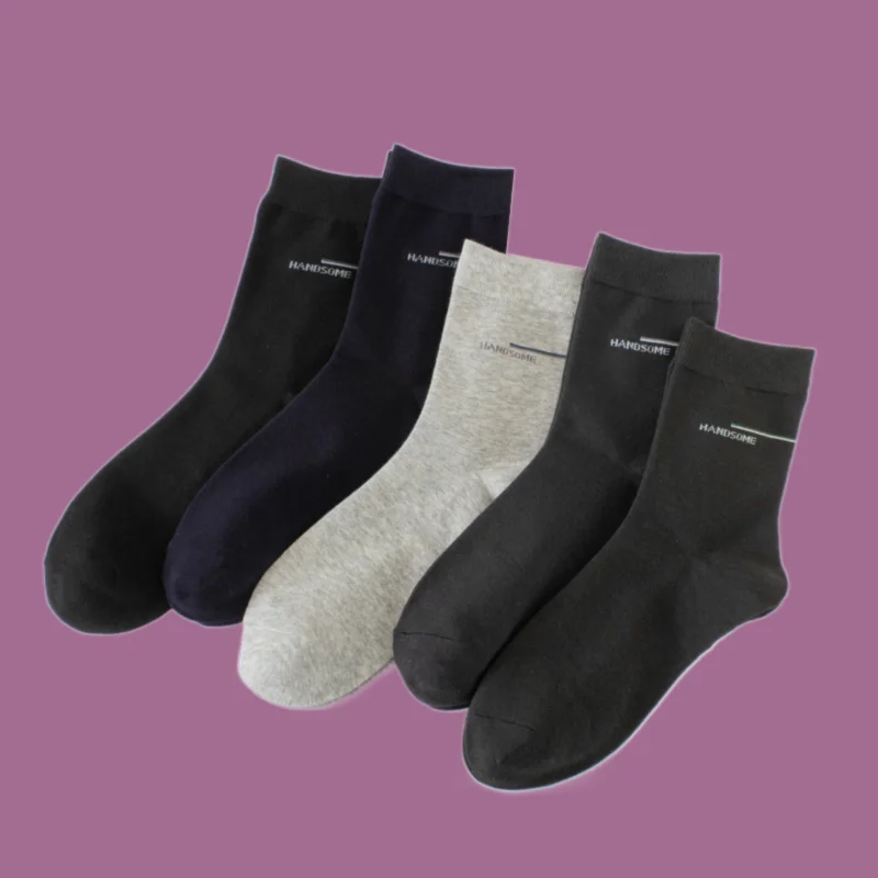 Chaussettes longues en coton pour hommes, respirantes, décontractées, polyvalentes, noires, absorbant la transpiration, mi-tube, affaires, nouveau, 5/10 paires