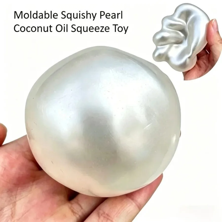 Moldable Squishy Pearl Coconut Oil Squeeze Toy Moldable Stress Ball Squishy Toy Slow Rising Decompression Sensory Toy for 