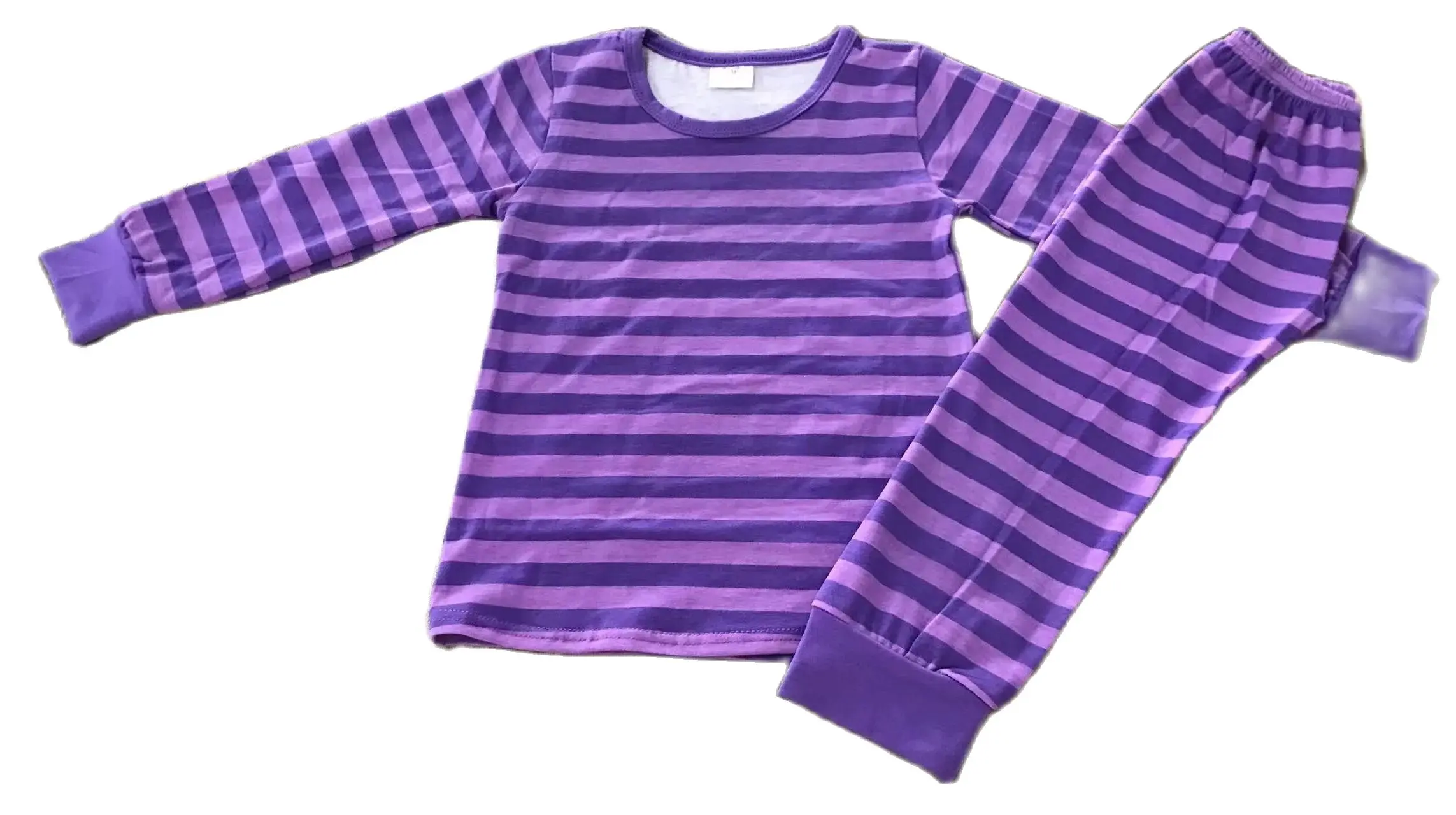 Purple Stripes cotton Pajamas  for boys girl  set autumn long-sleeved pajamas plus long pants childrens clothes cotton