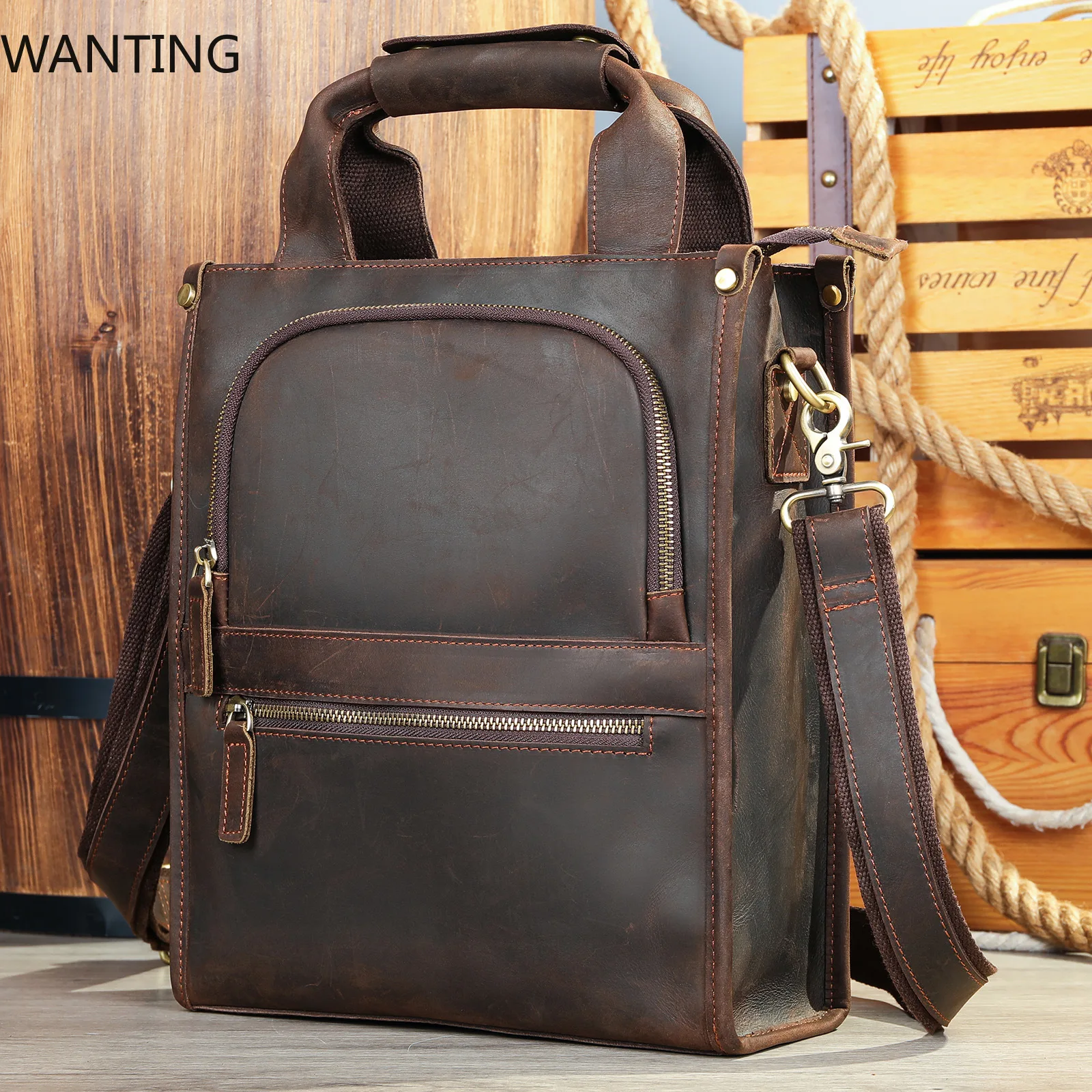 2024 الوافدين الجدد جلد طبيعي محمول حقيبة يد للرجال الذكور حقيبة كتف جلدية حقيقية حقيبة كروسبودي حقيبة ريترو الموضة