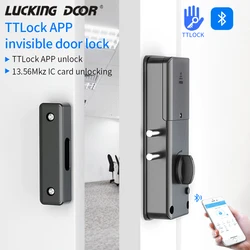 TTLOCK Smart Electric Motor Lock App Keyless Entry Door Bolt Lock Concealed Invisible Installation IC Card Lock for Wooden Door