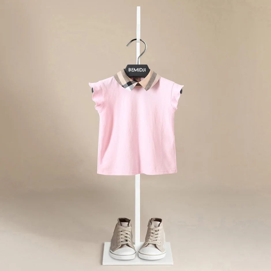 Girls Cotton T Shirt Summer Camisole for Children Sleeveless Shirts  Tops 2 To 8 Years Kids Vest Baby Back Button Design