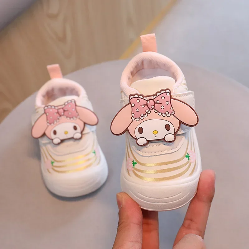 Sanrio Children\'s Casual Shoes Cute Kuromi Baby Girls Soft Soled Anti-slip First Walkers Kids Outdoor Shoes Shoes for 0-3Years