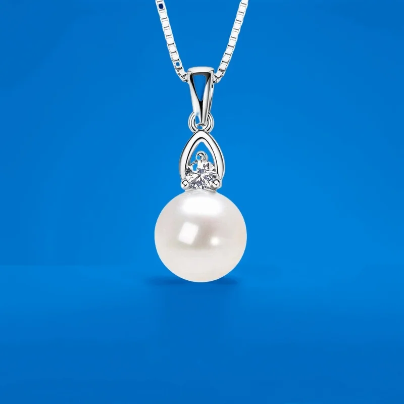 قلادة لؤلؤ المياه العذبة الطبيعية بسيطة ومتعددة الاستخدامات موضة عبر الحدود S925 قلادة من الفضة الاسترليني للنساء ذات إحساس عالي #1