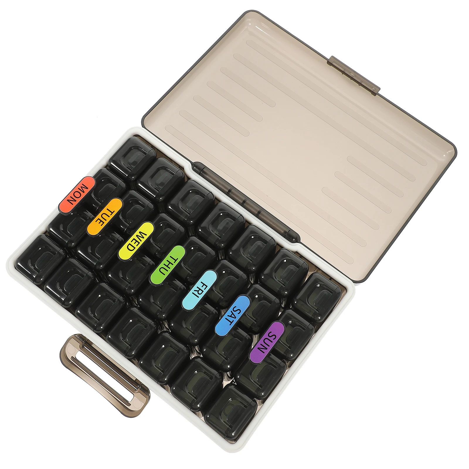 

7 Days Pill ganizer Compact Portable Medicine Brown ABS Wear Resistant Case Storage Solution Travel Supply