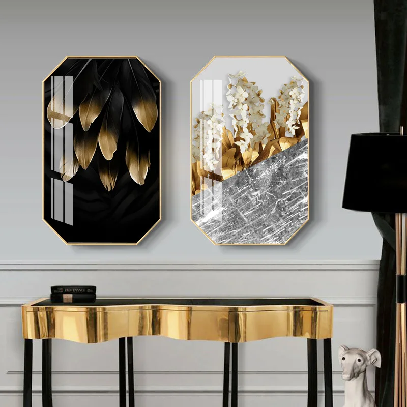 Productos decorativos de Metal para el hogar, impresiones decorativas de porcelana de cristal de lujo, murales y murales para sala de estar, Still Lives