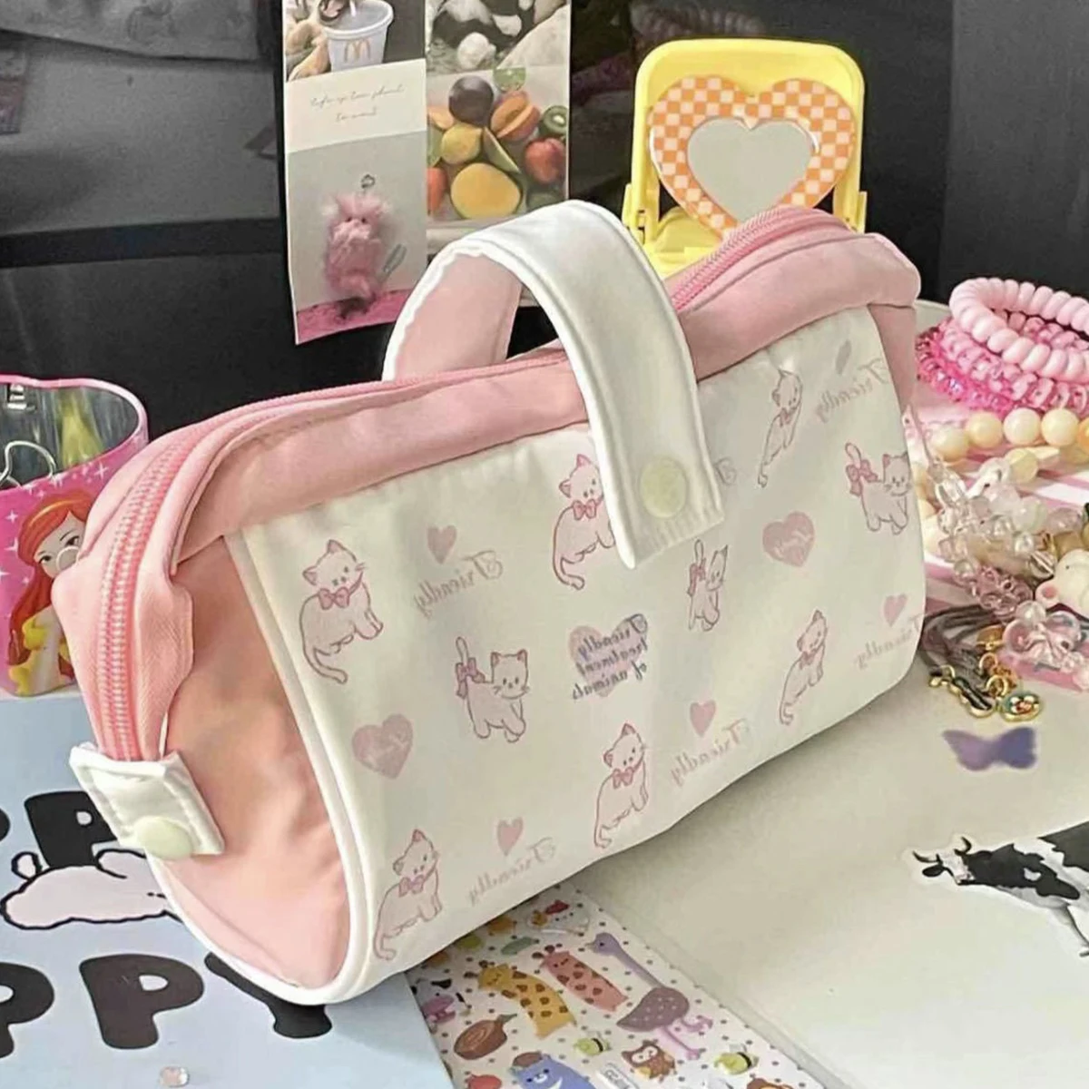 Mehrschichtiges, modulares Federmäppchen mit niedlichem Hundemuster, Ins-Stil, großes Fassungsvermögen, umweltfreundlicher Organizer und Make-up-Tasche für Studenten-Briefpapier