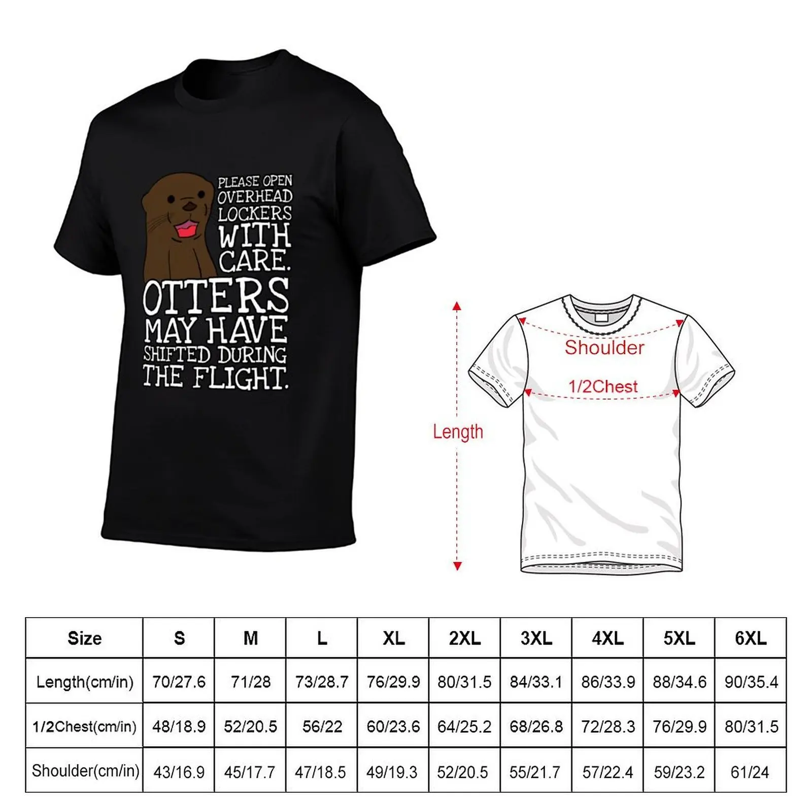 Otters may have shifted during the flight. T-Shirt Casual Simple Design Short Sleeve Shirt