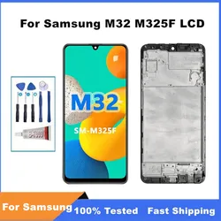 100% протестированный ЖК-дисплей AMOLED 6,4 дюйма для Samsung Galaxy M32 M325F M325F/DS M325, ЖК-дисплей с сенсорным экраном и дигитайзером в сборе, замена