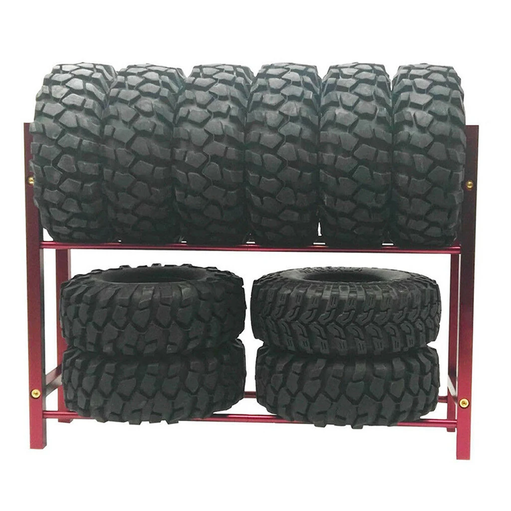 1.9inch RC Car Tire Rack Stand Aluminum Alloy Wheel Storage Shelf for SCX10 D90 1/10 Truck Garage Organizer
