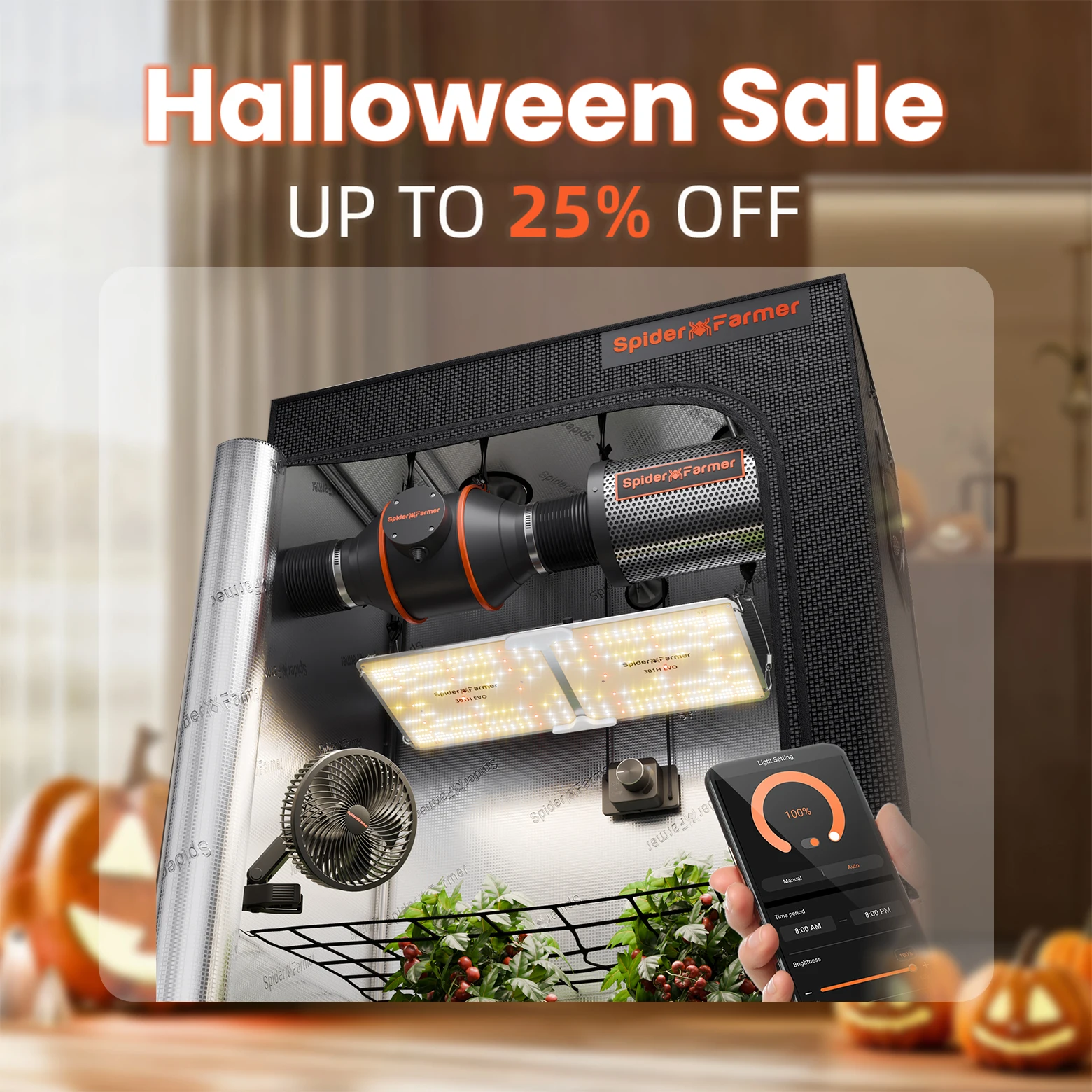 Spider Farmer 1.2x0.6x1.8m Grow Tent Kit w/ SF2000 EVO Full Spectrum LED,6