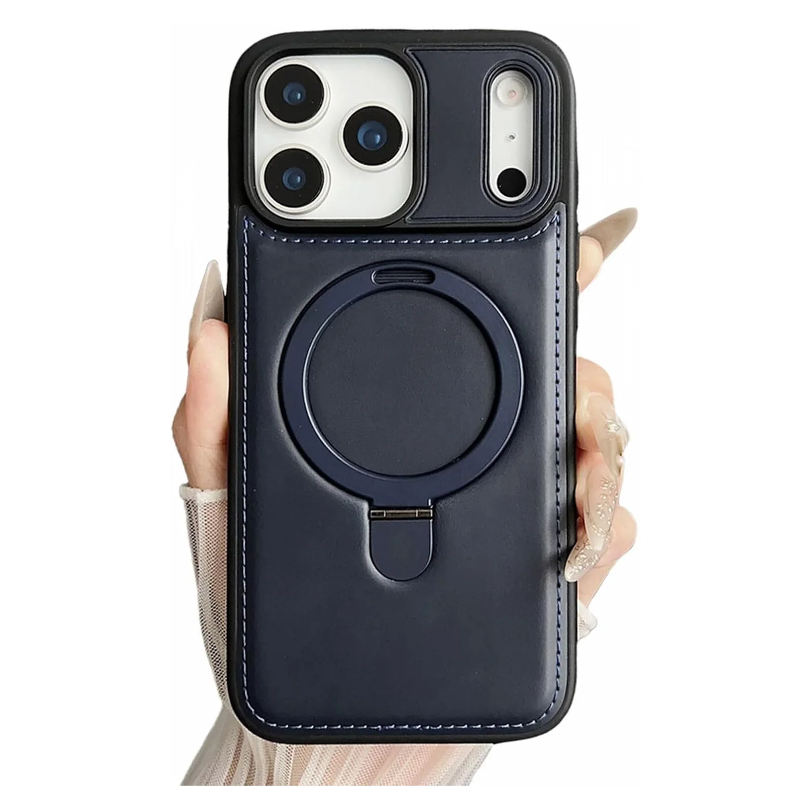 

For iPhone 17 Pro Max/17 Pro/17 Air/17 Case Magnetic PU Leather with Wrist Strap Kickstand Military Grade Shockproof Cover