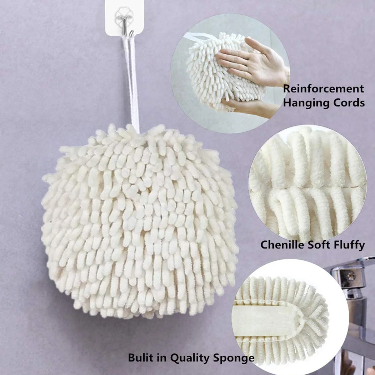 ห้องครัวห้องน้ำผ้าเช็ดมือลูกบอลน่ารักผ้าขนหนูแห้งเร็วนุ่มดูดซับทนทานผ้าขนหนูไมโครไฟเบอร์สำหรับห้องครัวบ้านห้องน้ำ