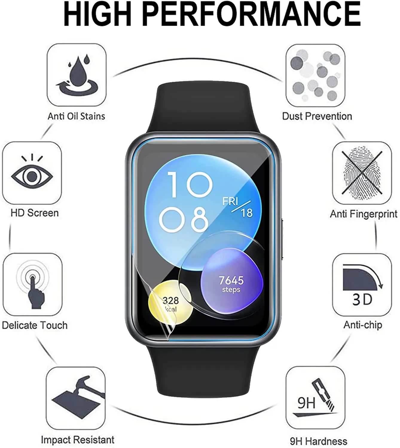 10 قطع من طبقة هيدروجيل ناعمة من مادة البولي يوريثان الحراري لساعة Huawei Watch Fit2 الذكية واقي شاشة مقاوم للخدش لساعة Huawei Watch Fit 2