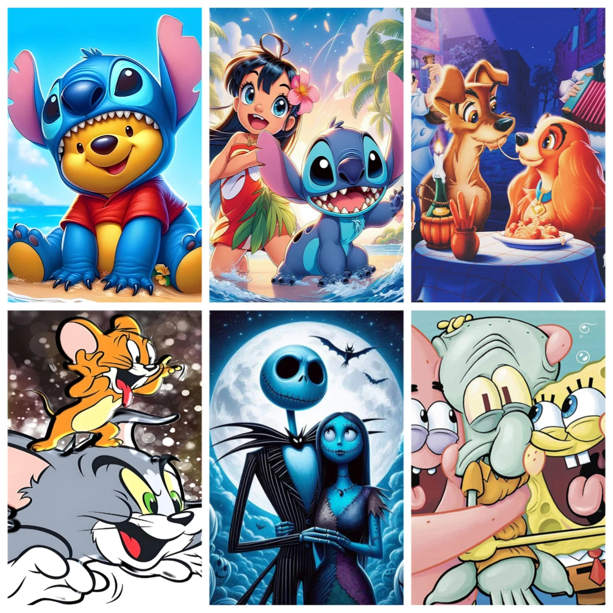 

DIY digital oil painting, Super Mario Lilo and Needle and Thread Pok é mon Home Decoration Art, Mosaic Creative Handicraft