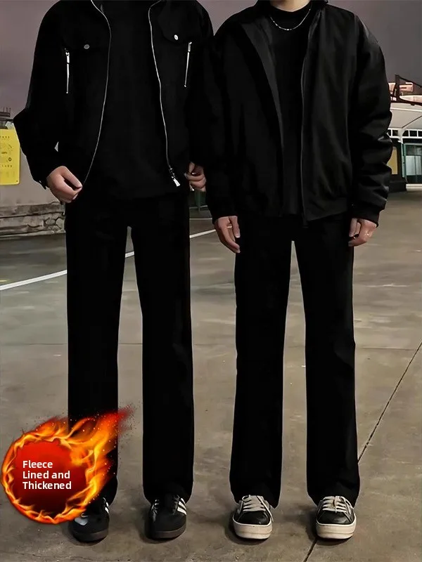 

Мужские джинсы Bla American Sle Fce с подкладкой, расклешенные, осенне-зимние, облегающие, в стиле High Street, с эластичным поясом, прямые штанины