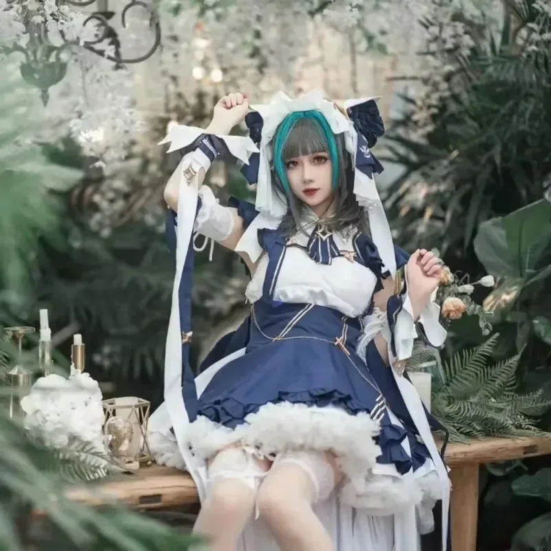 

Новинка 2025 года, костюм для косплея Azur Lane Cheshire, комплект костюмов для косплея Heavy Cruiser, костюм для косплея на Хэллоуин, Чеширская кошачья горничная, оригинальный костюм с кошачьими ушками