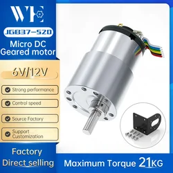 37-520Gear Motor 12V DC Reducer Motor With Speed Measuring Hall Encoder Robot Large Torque Brushed Engine Metal Teeth