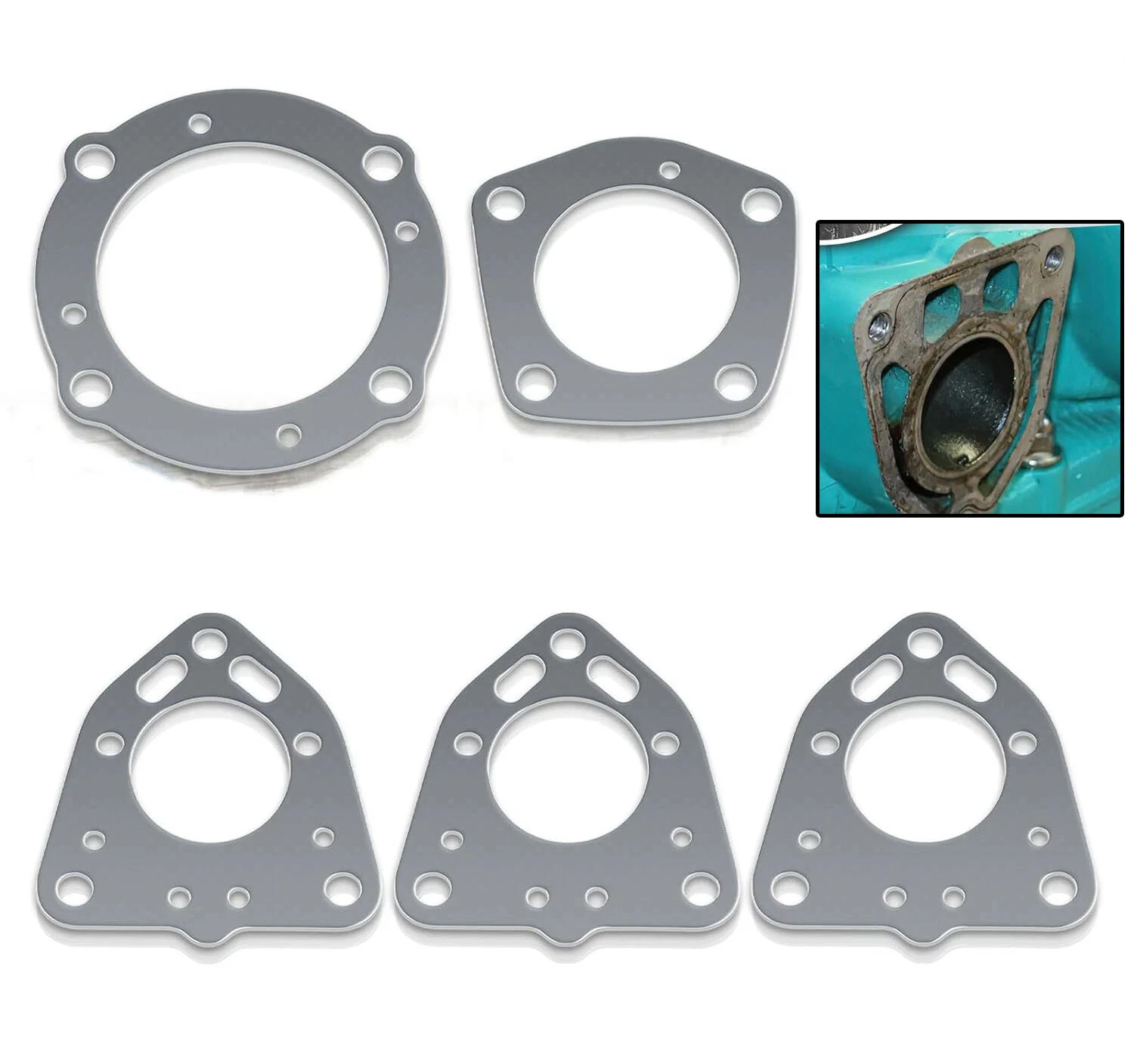 TM 5Pack Exhaust Rebuild Gaskets Seals Kit For Kawasaki Jet Skis 1100 ZXI, 1100 STX, Ultra 130 models