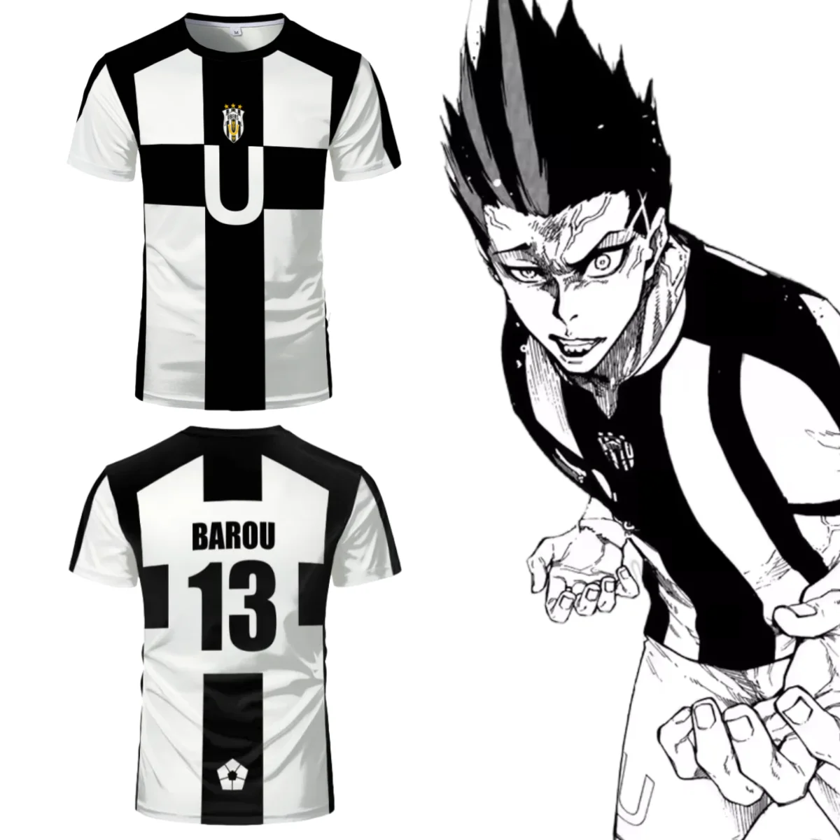 

Anime Blue Lock #13 Barou Cosplay Shirt UBERS Football Jersey #23 AIKU Cosplay Costumes #2 LORENZO Soccer Uniform 3D Printing