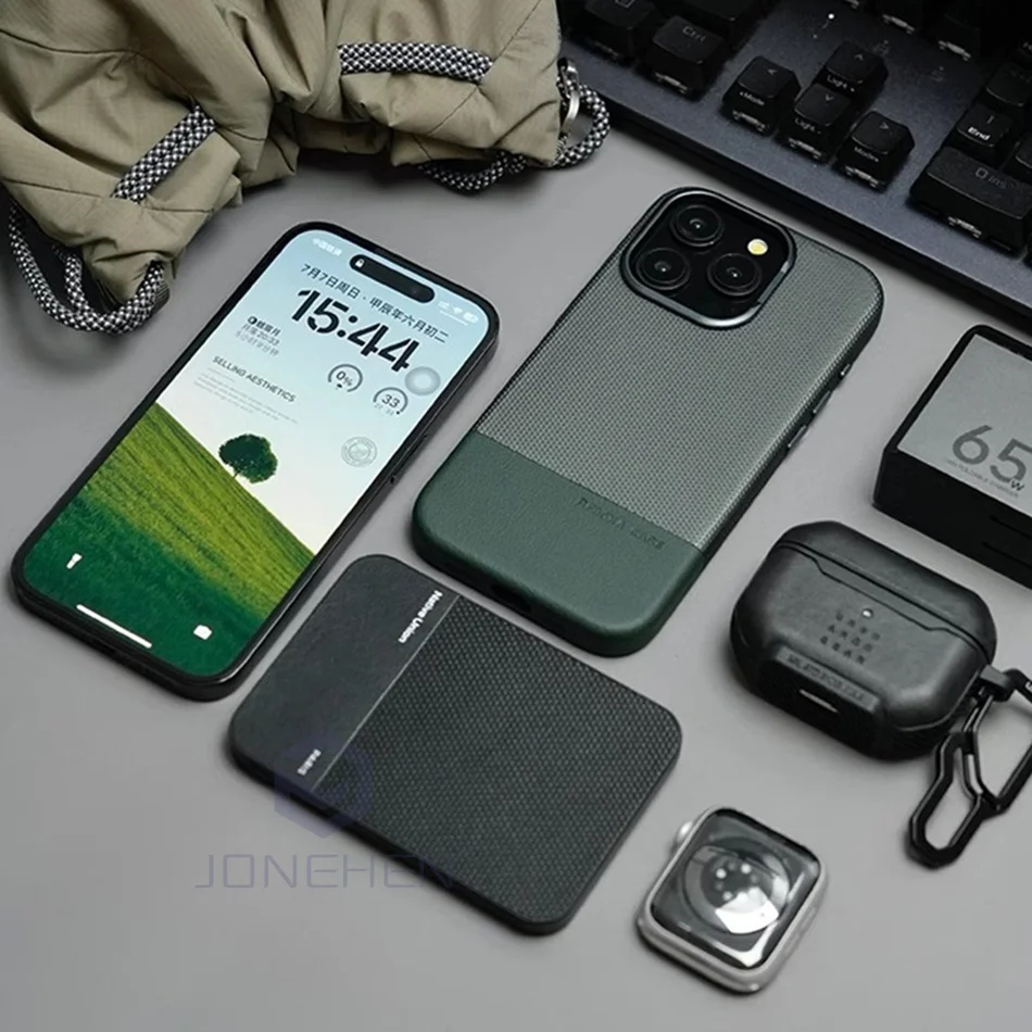 Luxury Hit Color Wireless Charge For MagSafe Premium Leather Case For iPhone 17 16 15 14 13 Pro Max Alloy Lens Shockproof Cover