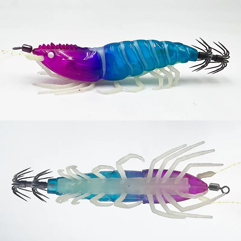 ShareShark 8/9/10cm Simulation Shrimp Bait Luminous Shrimp Prawn Bait Saltwater Squid Sea Fishing Bait image 5