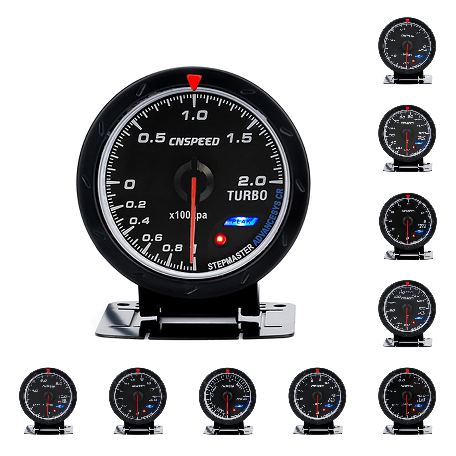 

New Car 60MM Volt meter Water temp Oil temp gauge Turbo Boost gauge Oil press meter Exhaust gas temp gauge EGT/EXT Vacuum gauge