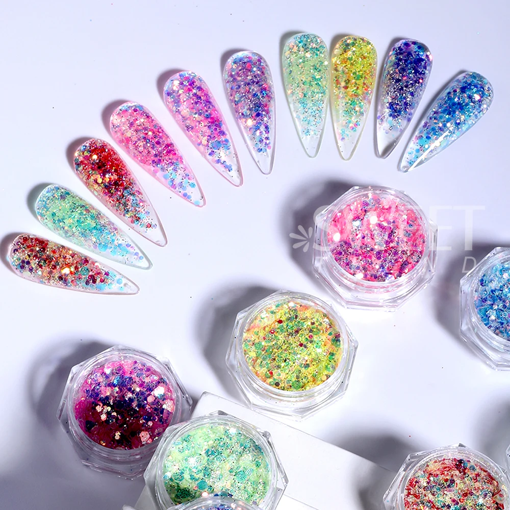 10 ألوان مزيج-مسدس مسمار بريق الترتر المجسم مكتنزة مسمار رقائق لتقوم بها بنفسك مسمار الفن زينة مانيكير شرائح اكسسوارات #4