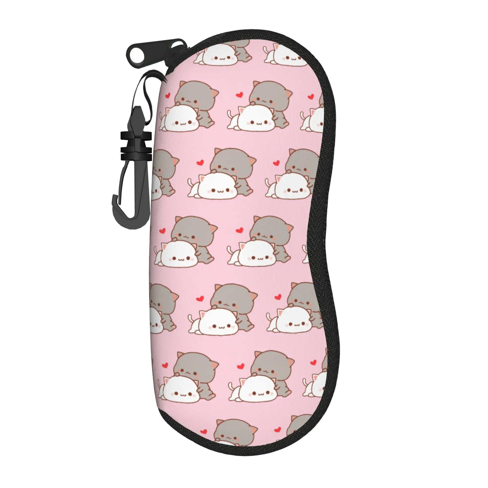 Kawaii Peach and Goma Glasses Case Men Women Accessories Mocha Mochi Peach Cat Glasses Protector Anti-Pressure Glasses Box