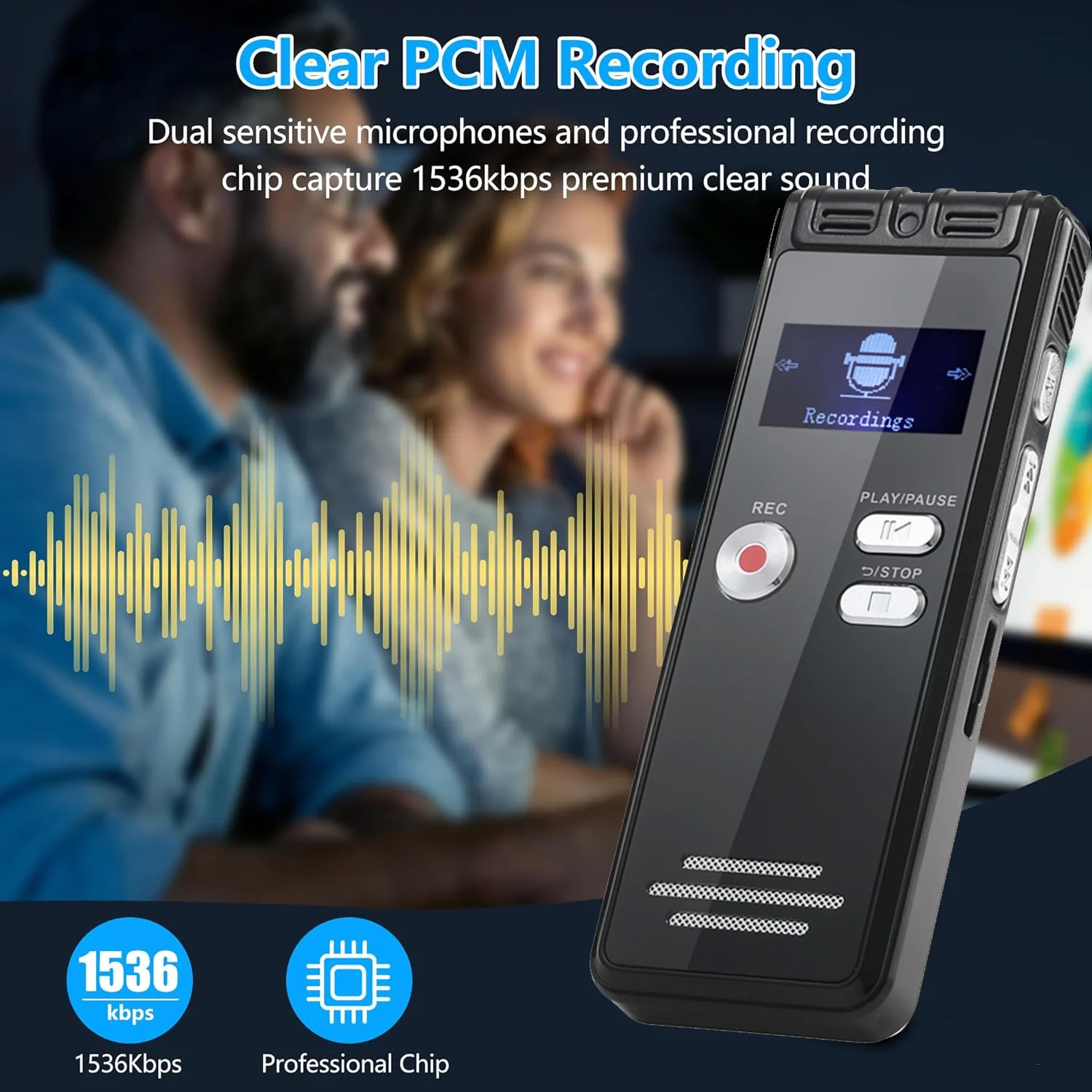 64GB Digital Voice Recorder Mini Voice Recorder Upgraded Small Audio Recorder with MP3&USB for Lectures, Meetings, Interviews