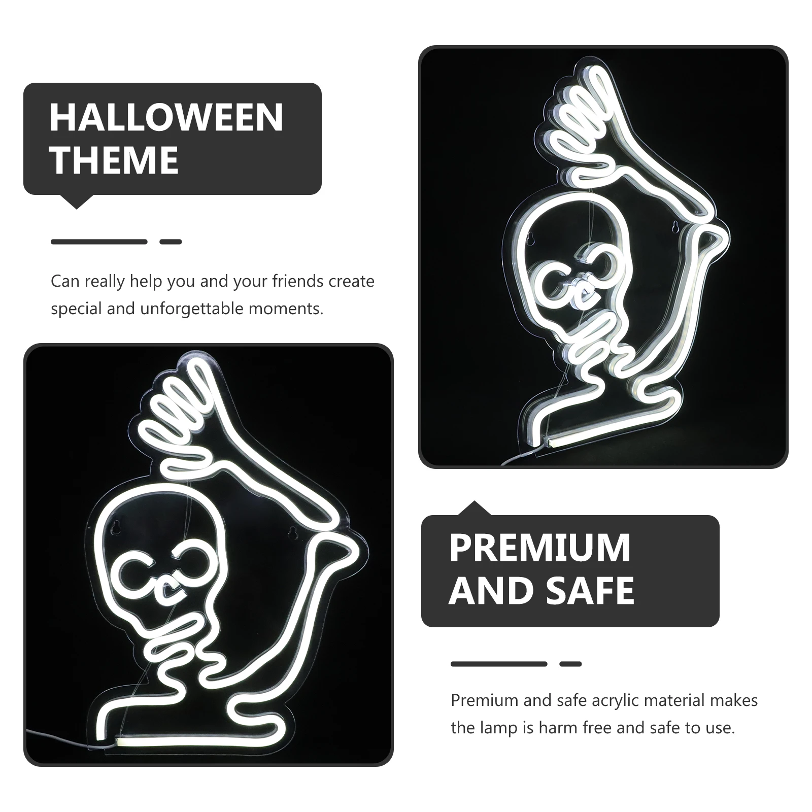 

Neon Light Acrylic Back Plate Wall Decor Vintage White Halloween Party Accessories