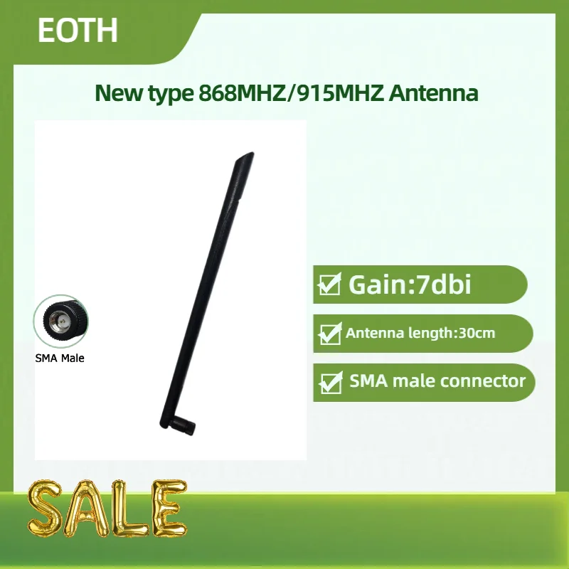 

EOTH 5P 868MHz 915MHz Antenna 29CM LORA 7dbi SMA Male Connector GSM 915 for lora lorawan module 868 signal repeater