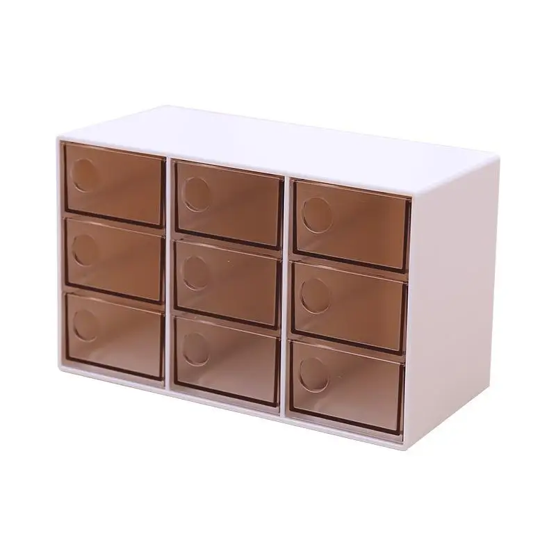 Creative Plastic Transparent Jewelry Storage Box Nine Drawers Cosmetics Korean Fashion Dustproof Sorting Box