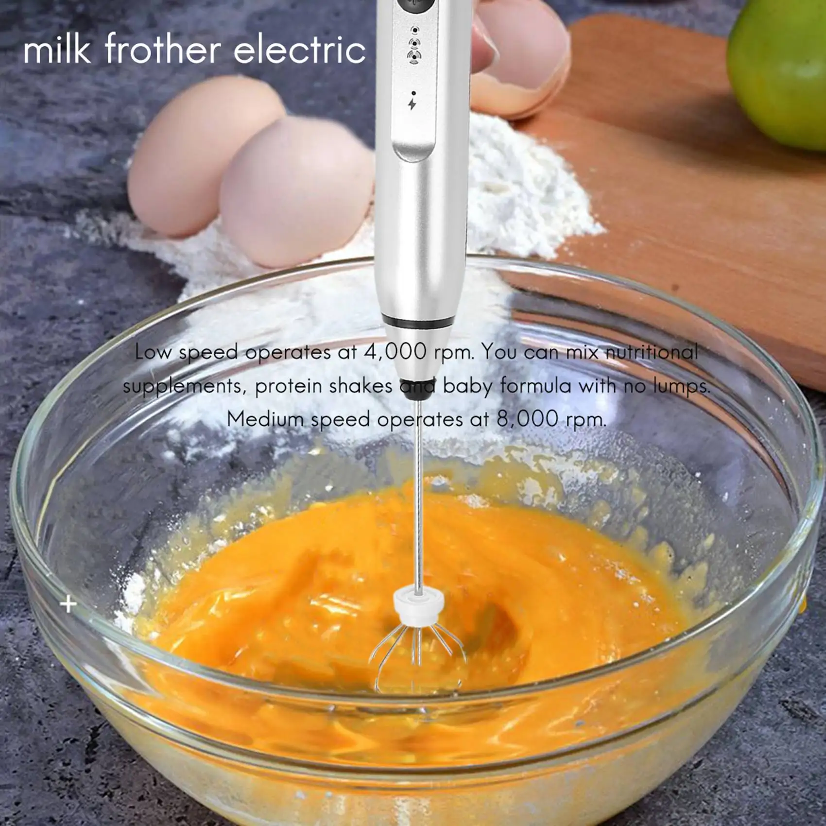 Rechargeable Electric Milk Frother With 2 Whisks, Handheld Foam Maker For Coffee, Latte, Cappuccino, Hot Chocolate, Durable Drin