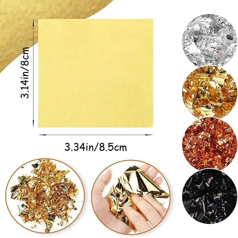 400Pcs Imitation Gold Silver Copper Foil Papers Leaf Flake Gilding Sheets For Nail Party Decor DIY Art Crafts Paper