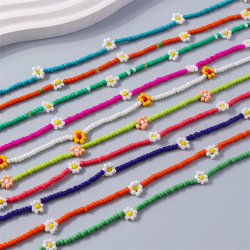 Aihua Böhmen Bunte Blume Rocailles Halskette Für Frauen Kinder Freundschaft Halskette Sommer Strand Party Schmuck Geschenke – Detail 2