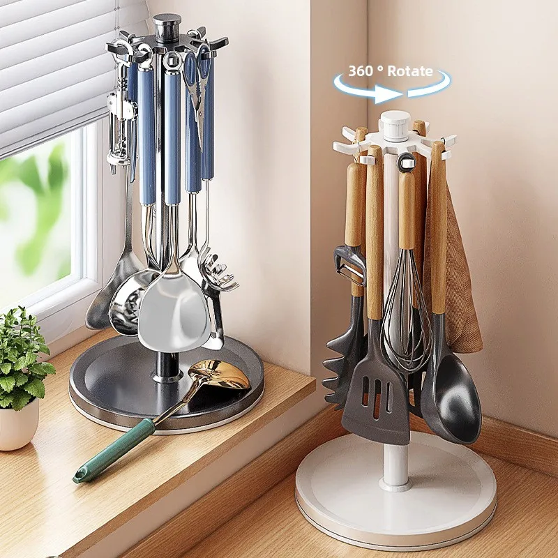 

Rotating Spatula Holder Countertop Household Kitchen Hook Storage Rack for Hanging Spoons and Spatulas Multifunctional Kitchen U