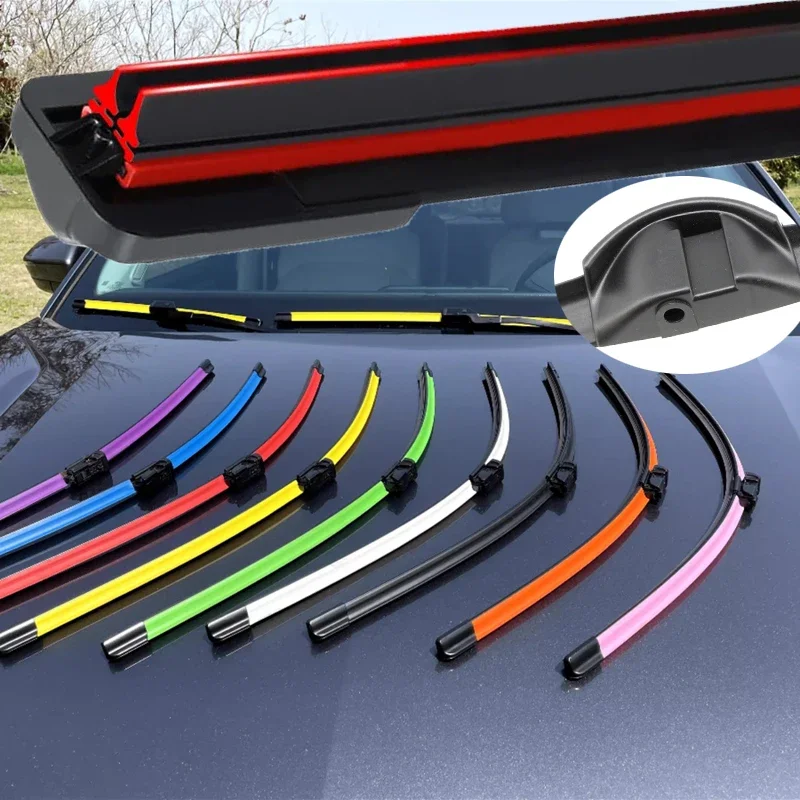 Colorful SIDE PIN Car Windshield Wiper blades Universal Soft Double layer Rubber Frameless Bracketless 16\