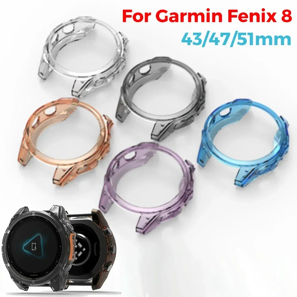 TPU Case For Garmin Fenix 8 43mm 47mm 51mm Soft Silicone Cover Protector Samrt Watch Strap Shell Fenix8 Cover Bumper Accessories