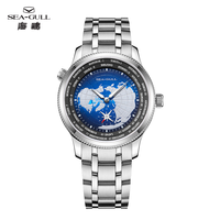 Seagull World Time Men Watch GMT Zone Earth Map Men's Watches Automatic Watch For Men  Mechanical Wristwatch Male 2025 New 6202