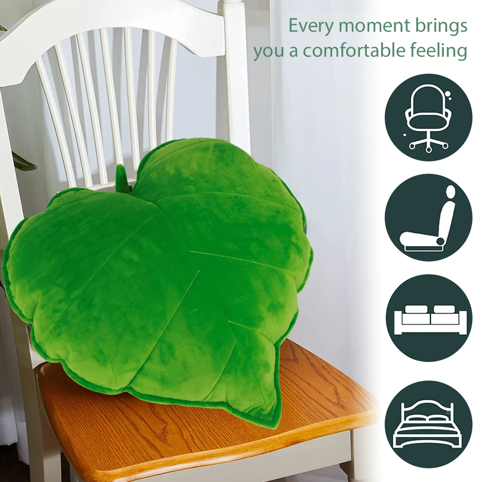 3D Leaf Throw Pillow Decorative Plant Pillow Soft Plush Leaf Shaped Cushion Novelty Plush Backrest Pillow Comfortable Plant Home