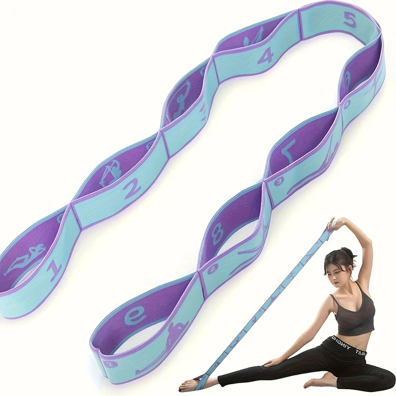 8/12 Schleifen nummerierte Widerstandsbänder mit Führungsschnur in Lila, Blau, Pink, elastische Bänder für Yoga, Pilates, Heimtraining, Klimmzug-Trainingsband