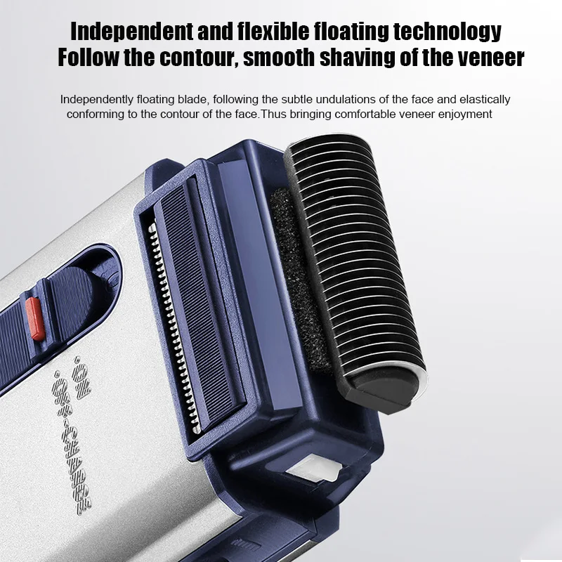 Portable Electric Reciprocating Shaver Detachable Floating Blade Head Travel Rechargeable Men’s Beard