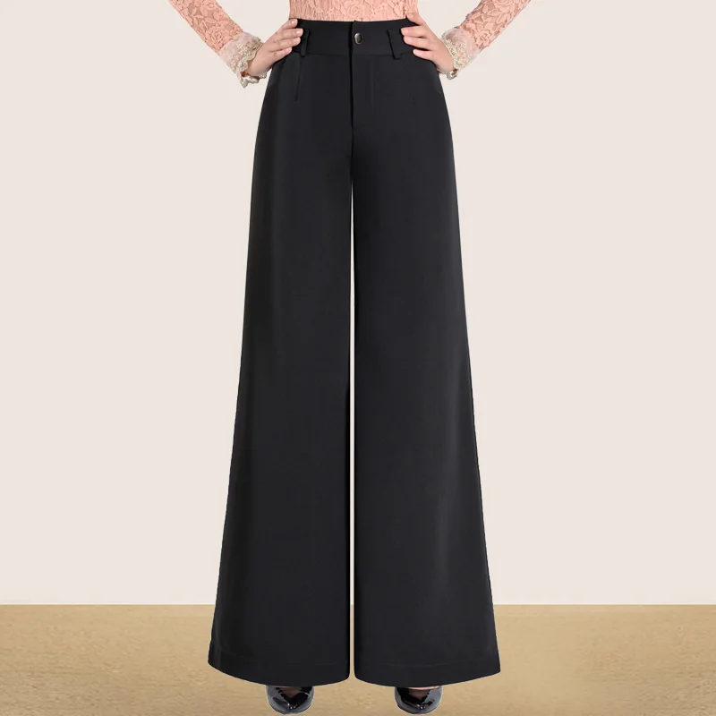 New Women'S Autumn  Winter High Waist Hanging Feeling Slimming Straight Leg Pants Mothers Fashion  Versatile Wide Leg Trousers