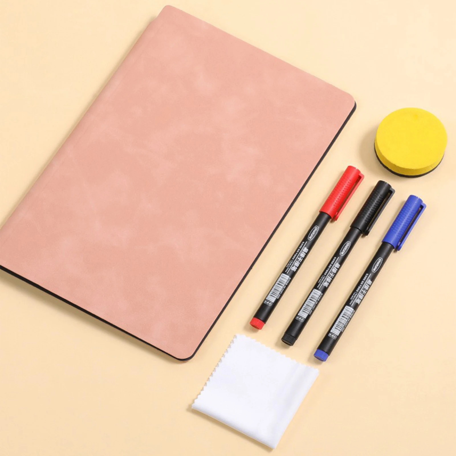 1 Pcs Reusable Whiteboard Notebook Set With Whiteboard Pen Erasing Cloth Leather Memo Pad Weekly Planner Portable Stylish Office