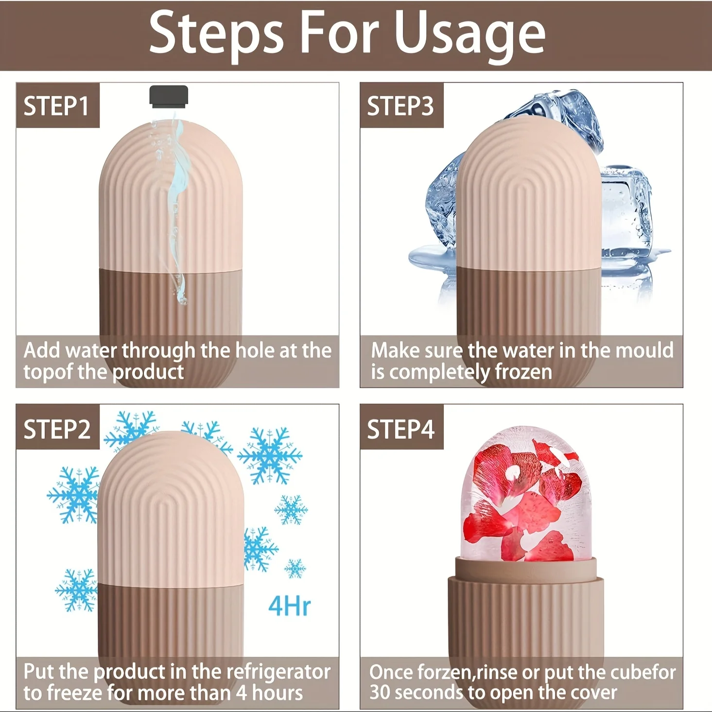 مجموعة مدلك الوجه من السيليكون المكونة من 4 قطع من AA، مع عصابة رأس وسوار معصم، للعناية ببشرة الوجه والعناية بالعين، أداة تبريد #3